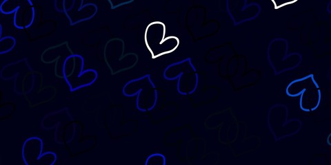 Light Blue, Green vector texture with lovely hearts.