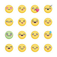 nausea emoji and emoji faces icon set, flat style
