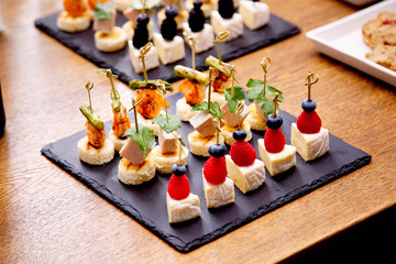 The beautiful appetizer on the festive table