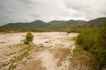 The mountain river in the gorge