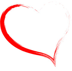 Red heart - outline drawing for an emblem or logo. Template for greeting card for Valentine's Day.