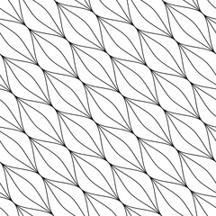 Vector geometric seamless pattern. Modern geometric background. Monochrome repeating pattern with wavy lines of threads.