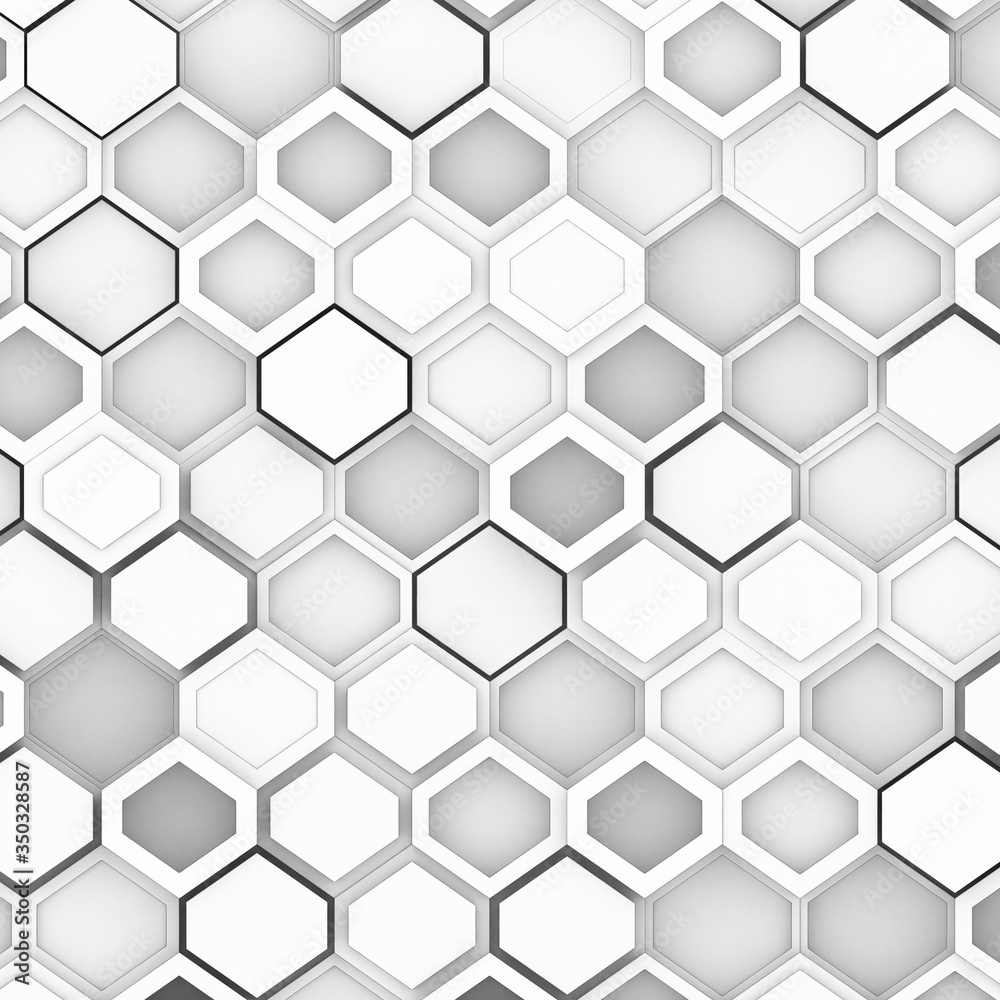 Poster 3d illustration of hexagonal parametric pattern