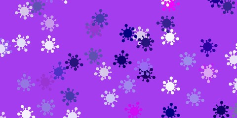 Light purple, pink vector background with covid-19 symbols.