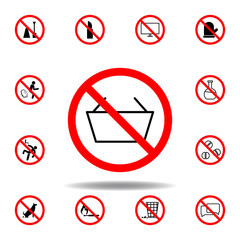Forbidden shopping bag icon on white background. set can be used for web, logo, mobile app, UI, UX
