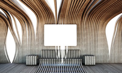 3d illustration of wooden parametric interior - 350328999