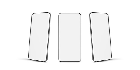 Set of realistic smartphones on a white background
