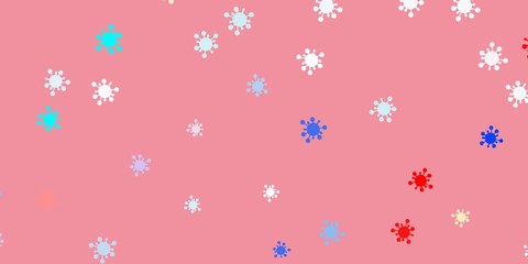 Light blue, red vector pattern with coronavirus elements.
