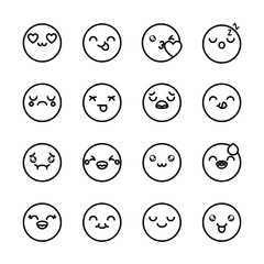 nausea emoji and emoji faces icon set, line style