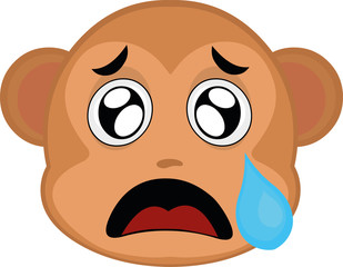 Vector illustration of a scared cartoon monkey face