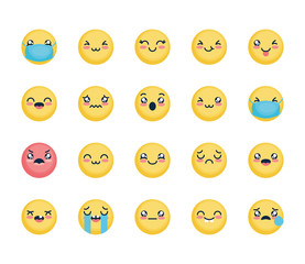 sad emoji and emojis icon set, flat style
