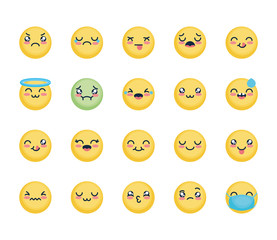 angel emoji and emoji faces icon set, flat style