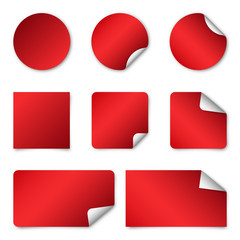 Red paper stickers. Vector illustration