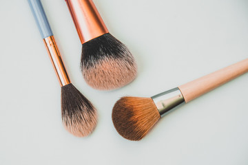 make up brushes on white background