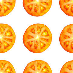 Seamless endless pattern of slices of juicy ripe red tomato. Design for wrapping paper, fabric and wallpaper.
