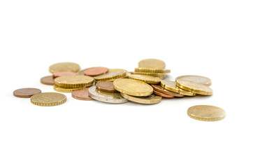 coins on a white background. Concept of saving money.