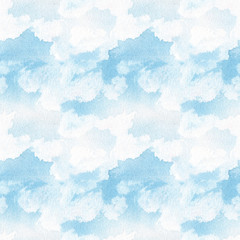 Fototapeta na wymiar Seamless sky pattern, blue splash, watercolor texture, traced, vector eps 10