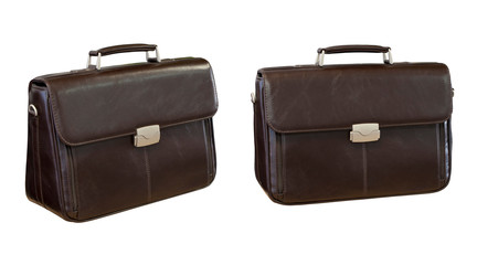 Set of briefcases isolated on a white backgr. 
In different angles.