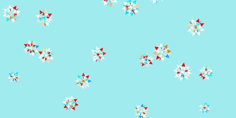 Light blue, red vector template with ice snowflakes.
