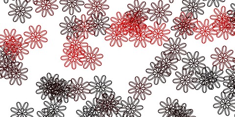 Light Red, Yellow vector doodle background with flowers.