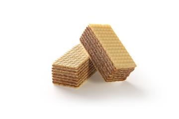 waffles. 
wafers with chocolate filling on a white background