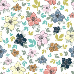 pastel lily flower white background seamless print background design