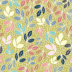 pastel leaf dot mustard background seamless print background design