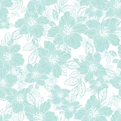 Tuinposter mint lily flower leaf white background seamless print background design © MiSOOK