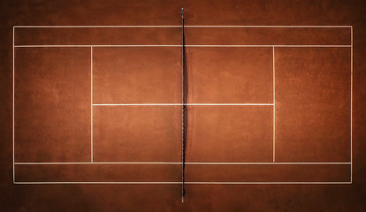 Tennis Clay Court. View from the bird's flight.