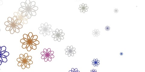 Light Yellow vector doodle texture with flowers.