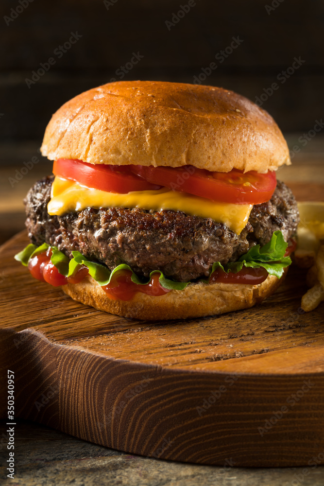 Canvas Prints Homemade Grass Fed Cheeseburger