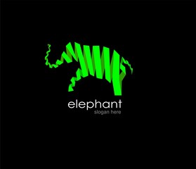 elephant standing green ribbon logo design concept