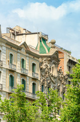 Facade of buildings in Barcelona, Spain