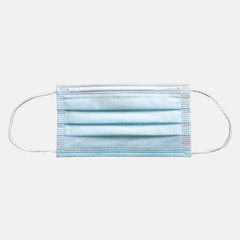 white surgical protective mask with light blue center, against dust, bacteria, smog, and viruses. Useful against the spread of the Coronavirus pandemic. protects against infections, breath and sneezes