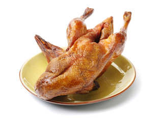 Peking Duck, China's most famous dish on white background