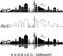 Obraz premium HAMBURG City GERMANY Skyline Silhouette Cityscape Vector