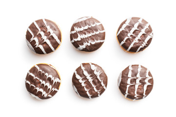 Sweet dessert with chocolate cream and chocolate icing