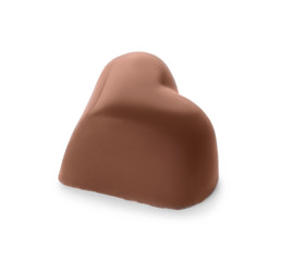 Heart shaped chocolate candy isolated on white