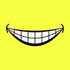 Smiling, happy, great happiness. Faces of emotion, funny teeth, laughter. Vector illustration eps 10