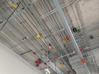 Electrical system piping Superimposed on the ceiling inside the building