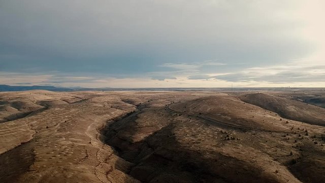 Drone Aerial Hills Tan Brown Fields Eastern Oregon Baron 