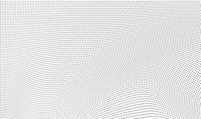 Fototapeta na wymiar Abstract halftone background. Monochrome grunge pattern of dots. The waves are smooth and chaotic. Pop art texture for business cards, posters, labels, business cards