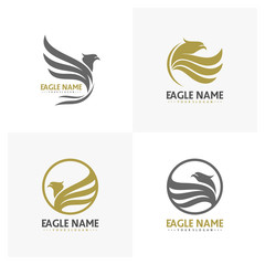 Set of Flying Eagle Logo Design Vector, Creative design, Template, illustration, Icon symbol
