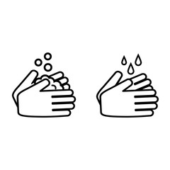 Hands washing flat design vector illustration.