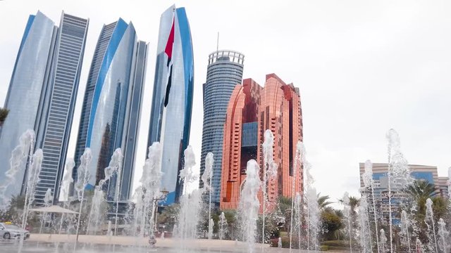 Etihad towers skyscrapers at the downtown Abu Dhabi in the United Arab Emirates capital city