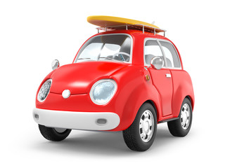 car trip with surfboard