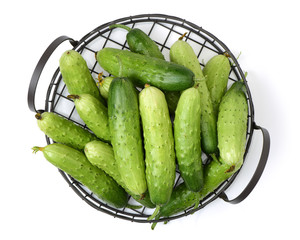 Green cucumber on the white background