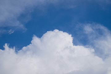 Cumulus Clouds On Blue Sky Close Up.