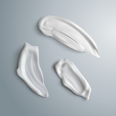 Set of realistic concealer smear strokes.