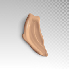 Realistic foundation smear, liquid concealer.